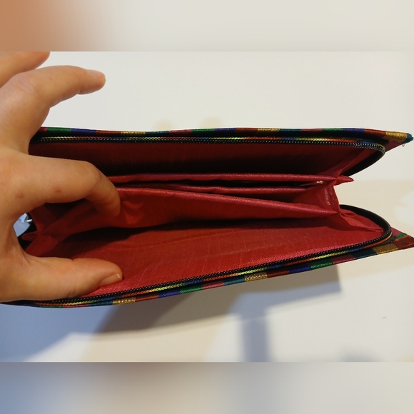 Red Multicolor Embroidered Boho Clutch | Handmade Ethnic Purse - Picture 10 of 16